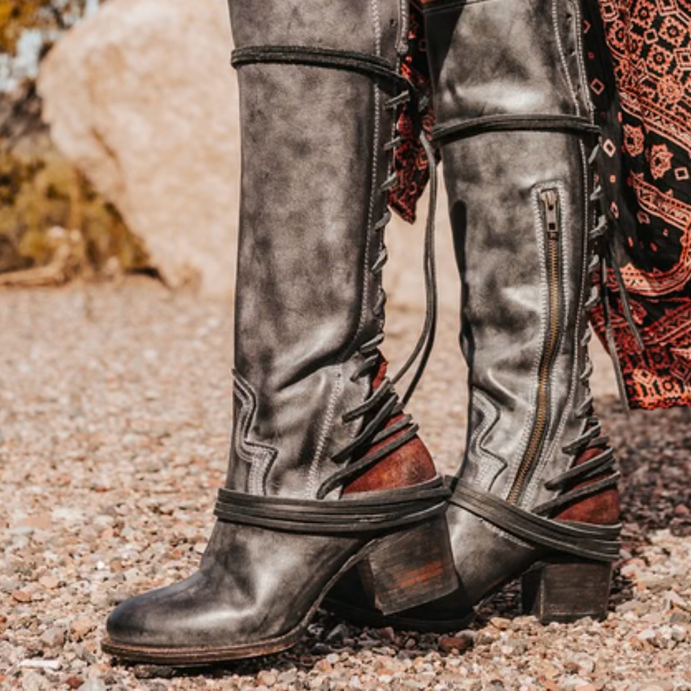 Freebird Coal Lace Up Tall Boot
